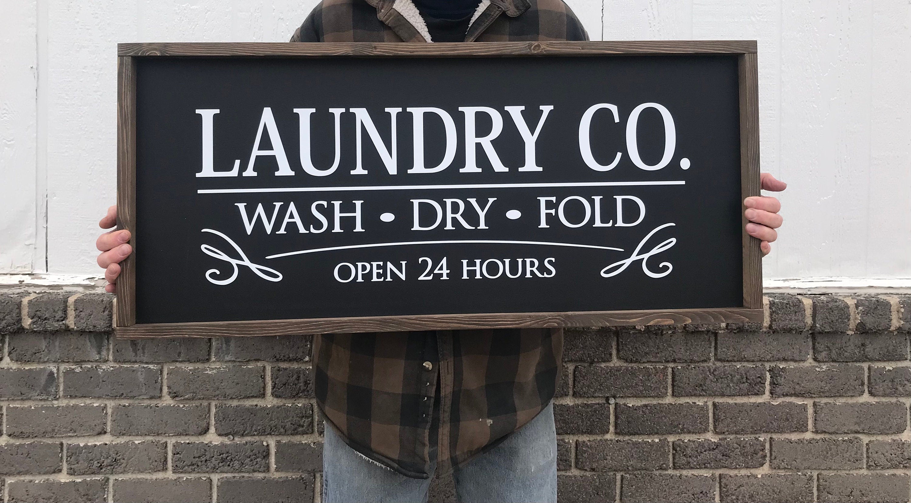 Laundry Co. Wash Dry Fold, farmhouse sign , country wood signs, home decor, laundry room sign, framed wood sign