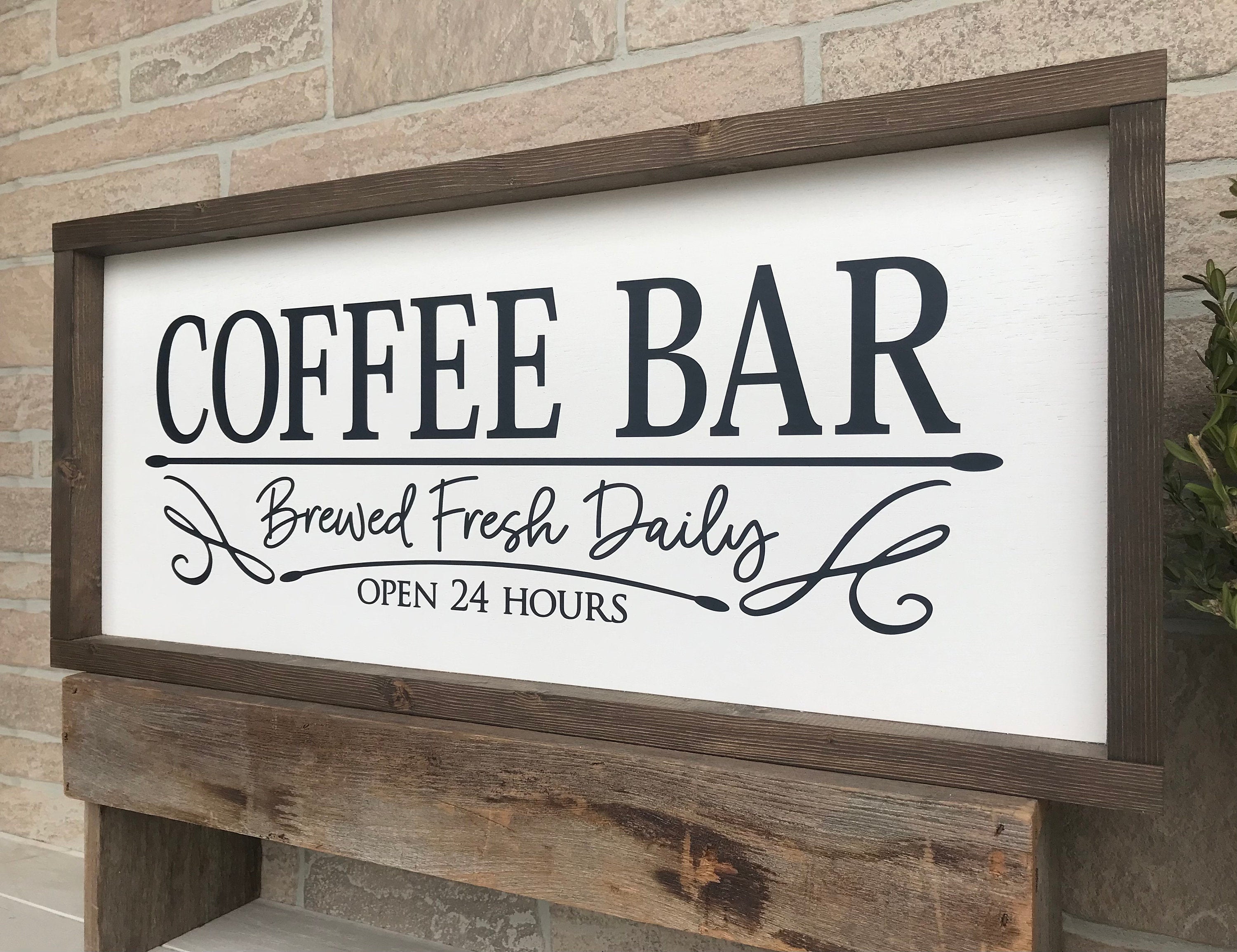 Coffee Bar, farmhouse sign, country wood signs, home decor, kitchen sign, framed wood sign