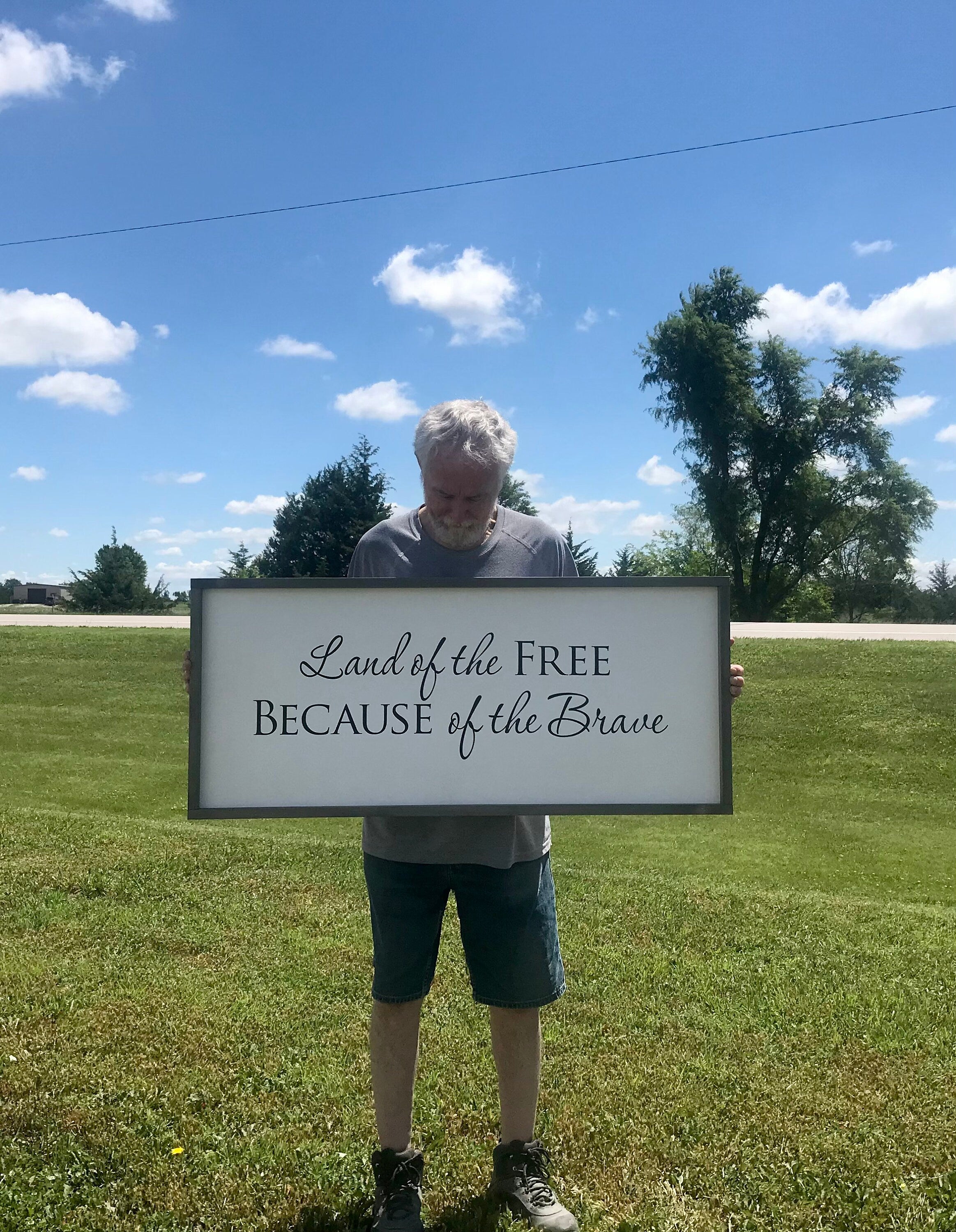 Land of the Free Because of the Brave, shiplap style farmhouse sign , country wood signs, home decor, gift for her