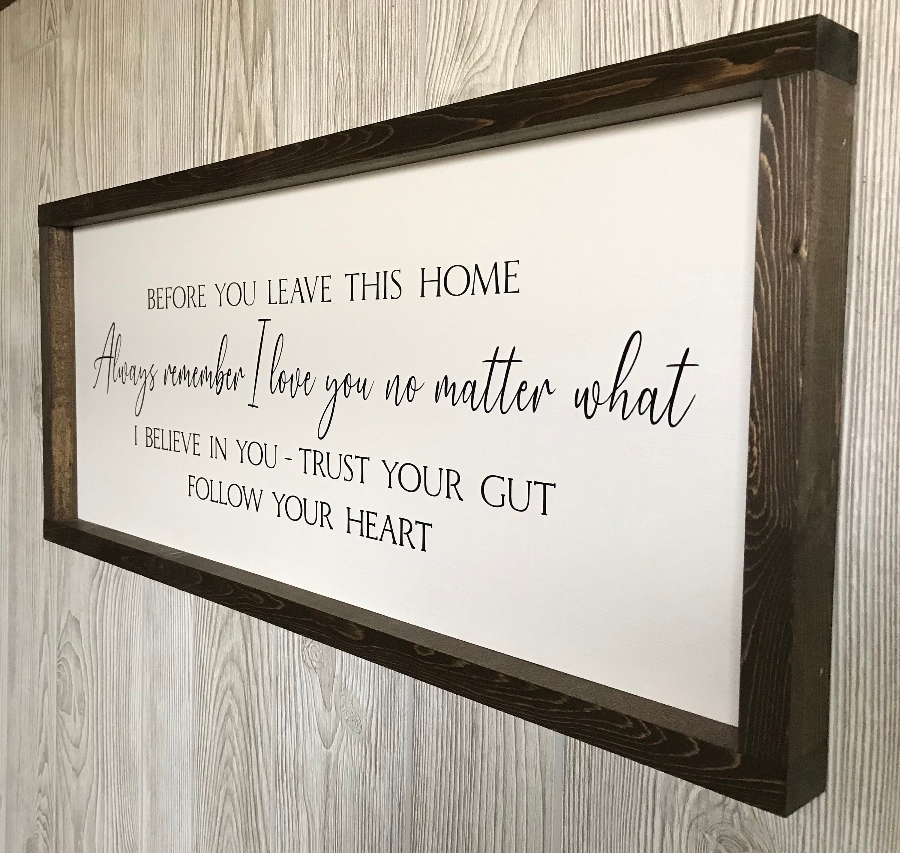 Before you leave this home always remember, modern farmhouse sign, framed wooden sign, home decor, wall art