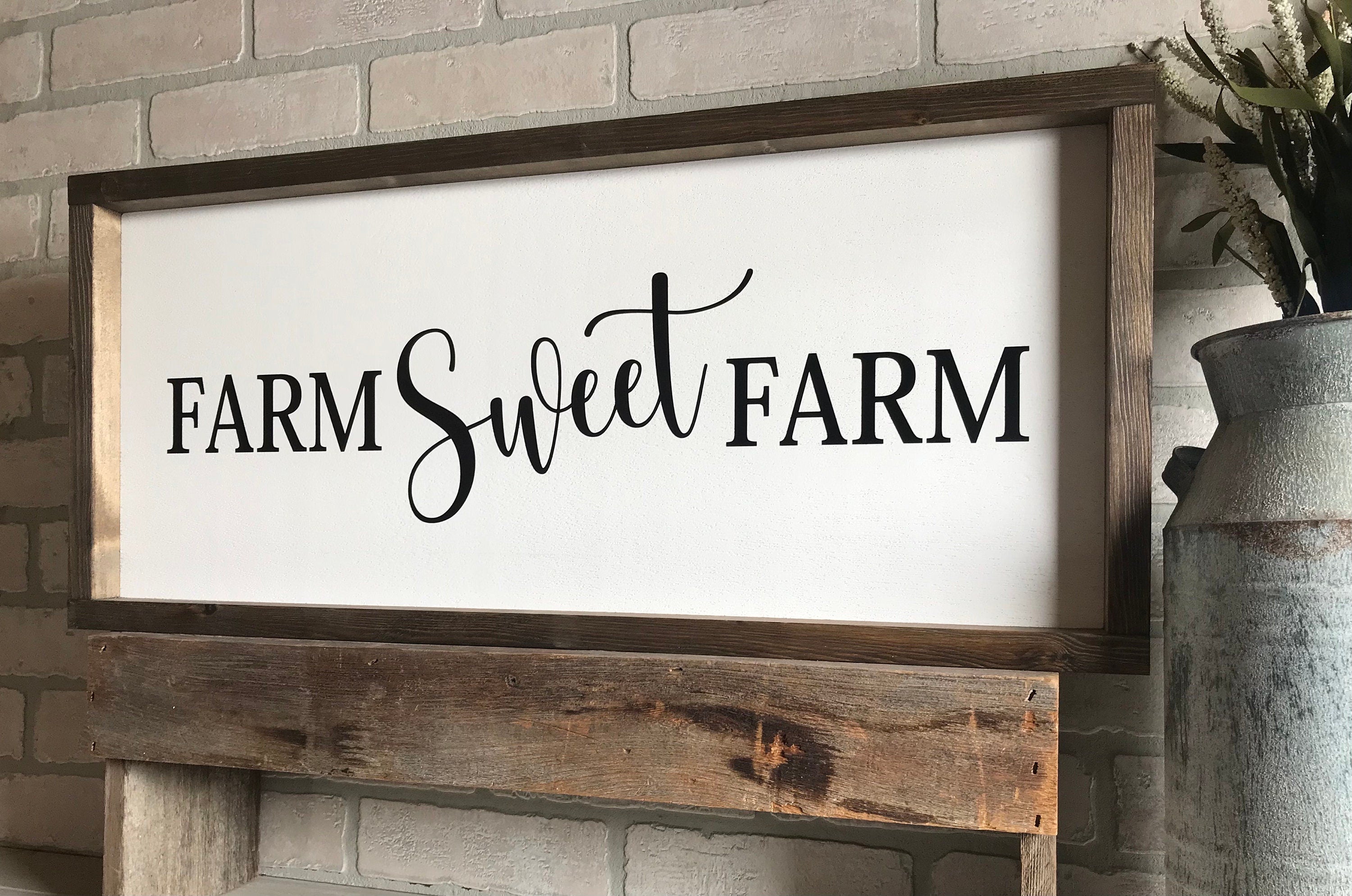 farm sweet farm, modern farmhouse sign, wall art, framed wooden sign, farm decor