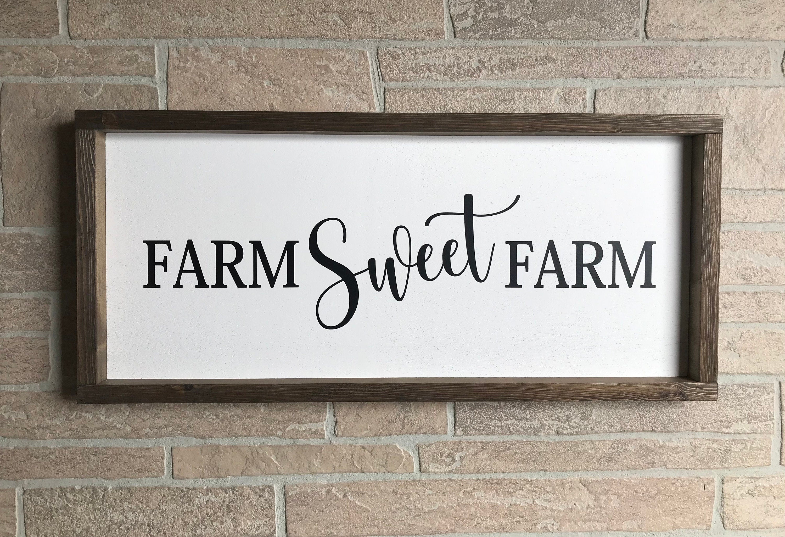 farm sweet farm, modern farmhouse sign, wall art, framed wooden sign, farm decor