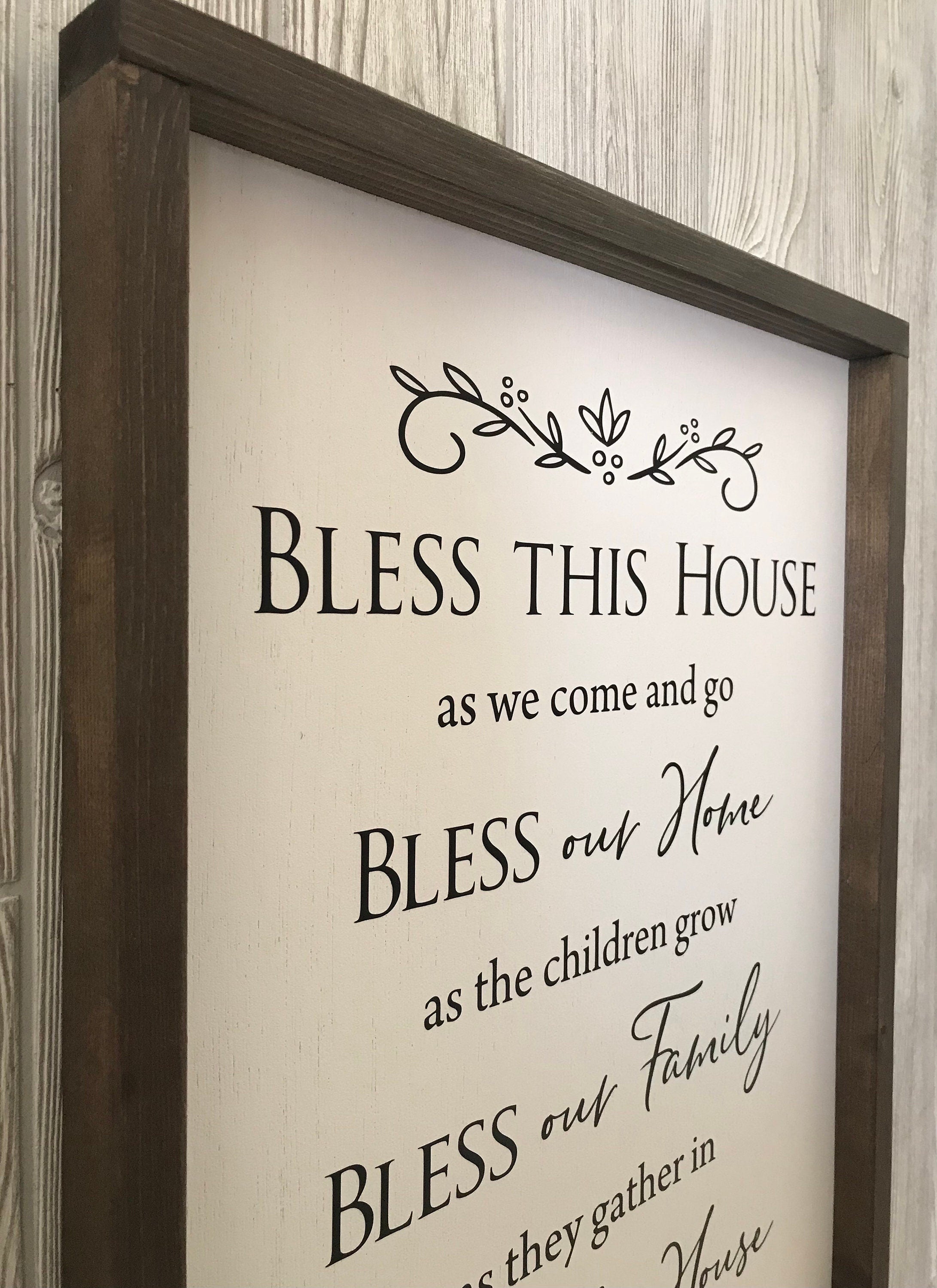 Bless this House framed wooden farmhouse sign for wall decor in the living room or entryway