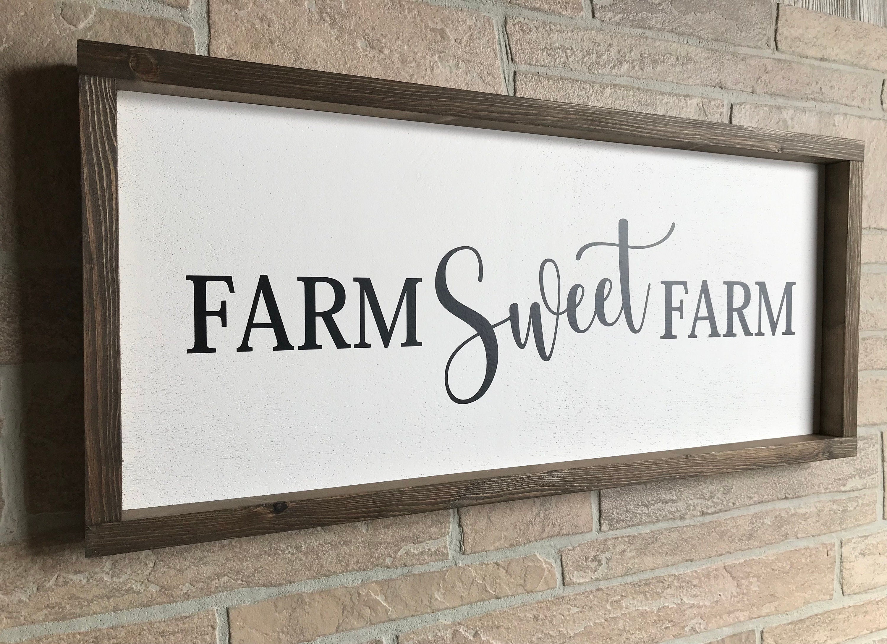 farm sweet farm, modern farmhouse sign, wall art, framed wooden sign, farm decor