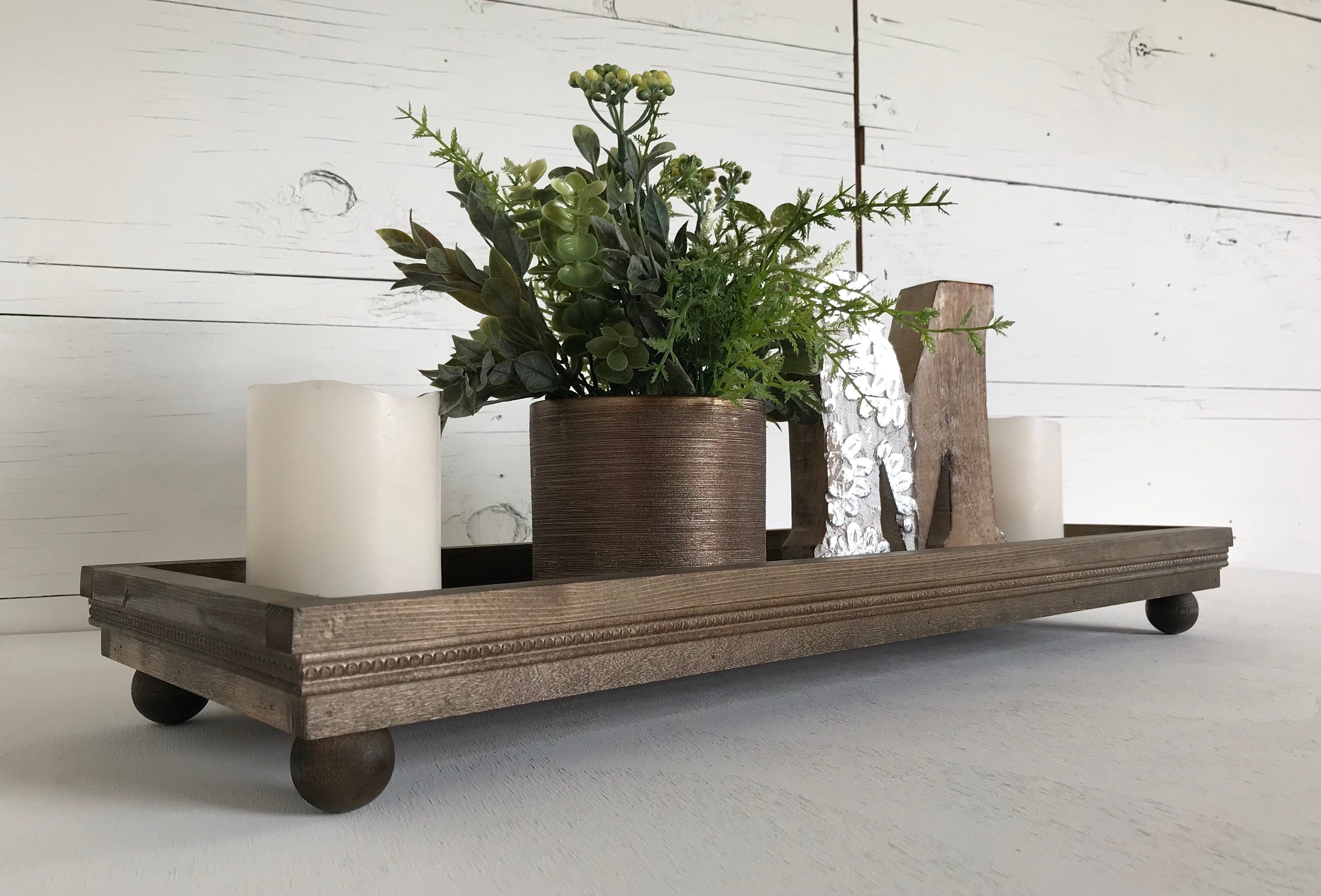 Handmade wooden centerpiece shallow tray, centerpiece box, decorative tray, modern farmhouse, wedding, table top decor