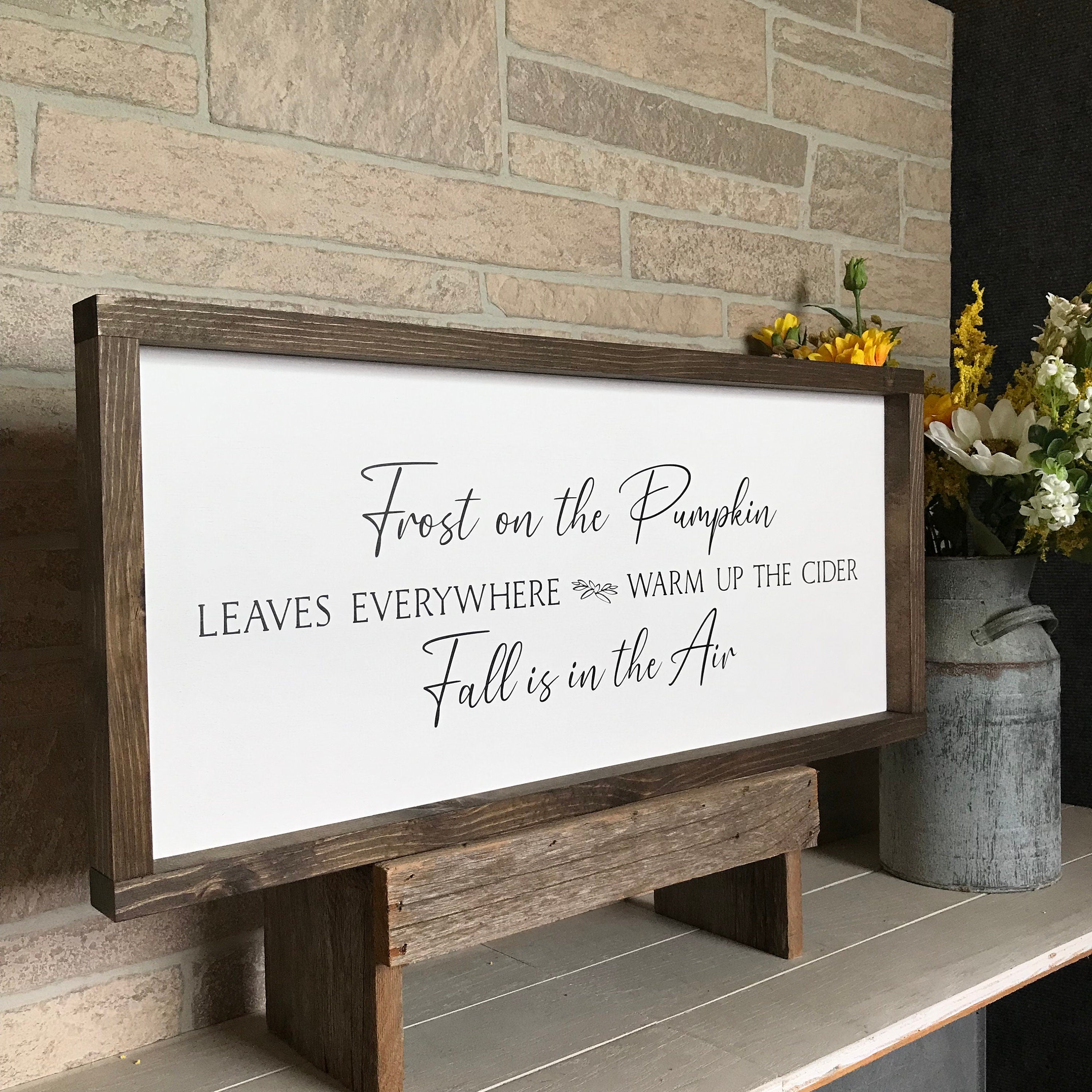 Frost on the pumpkin fall is in the air, farmhouse sign, wood signs, home decor, framed country wood sign, fall decor