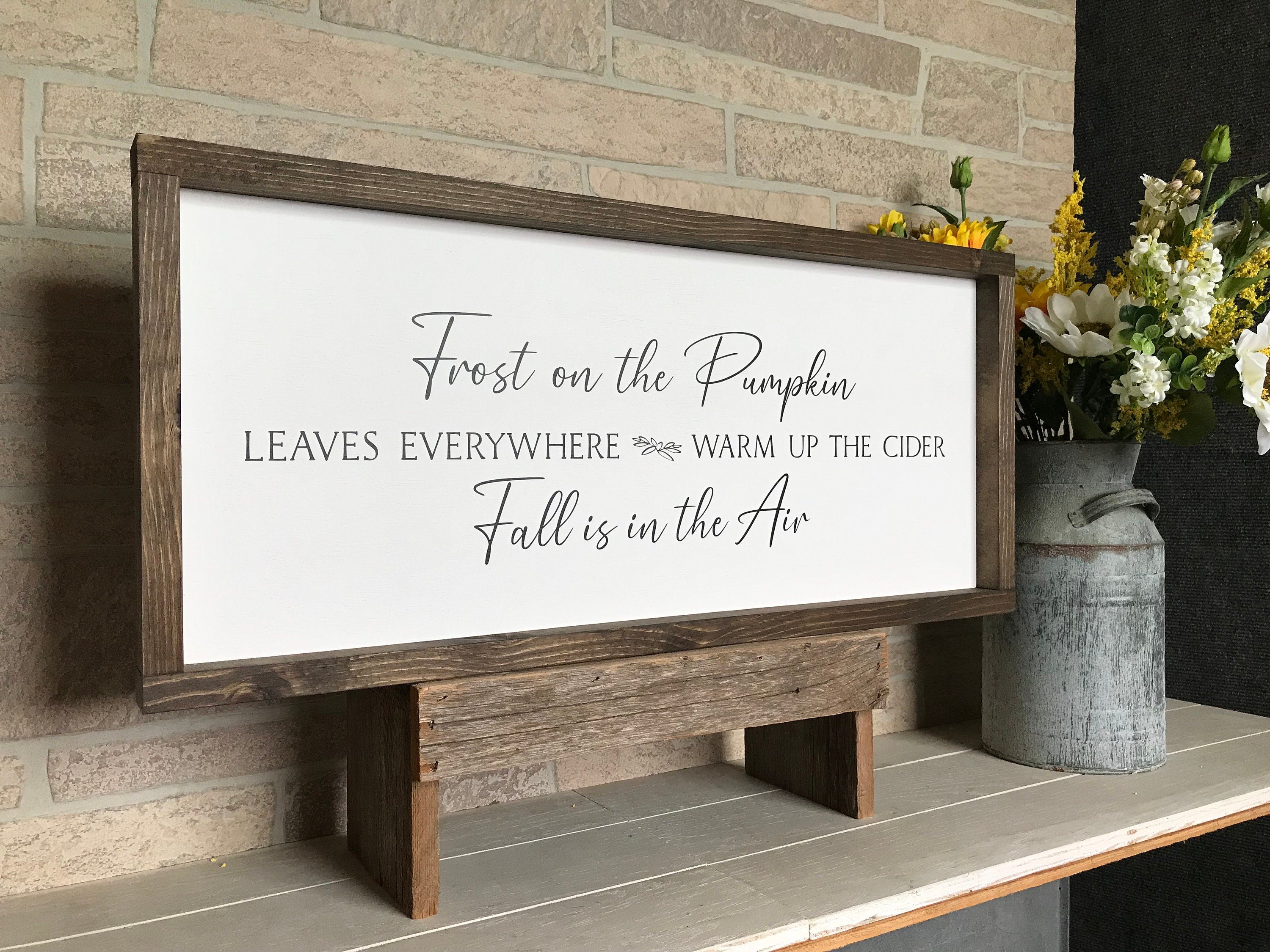 Frost on the pumpkin fall is in the air, farmhouse sign, wood signs, home decor, framed country wood sign, fall decor