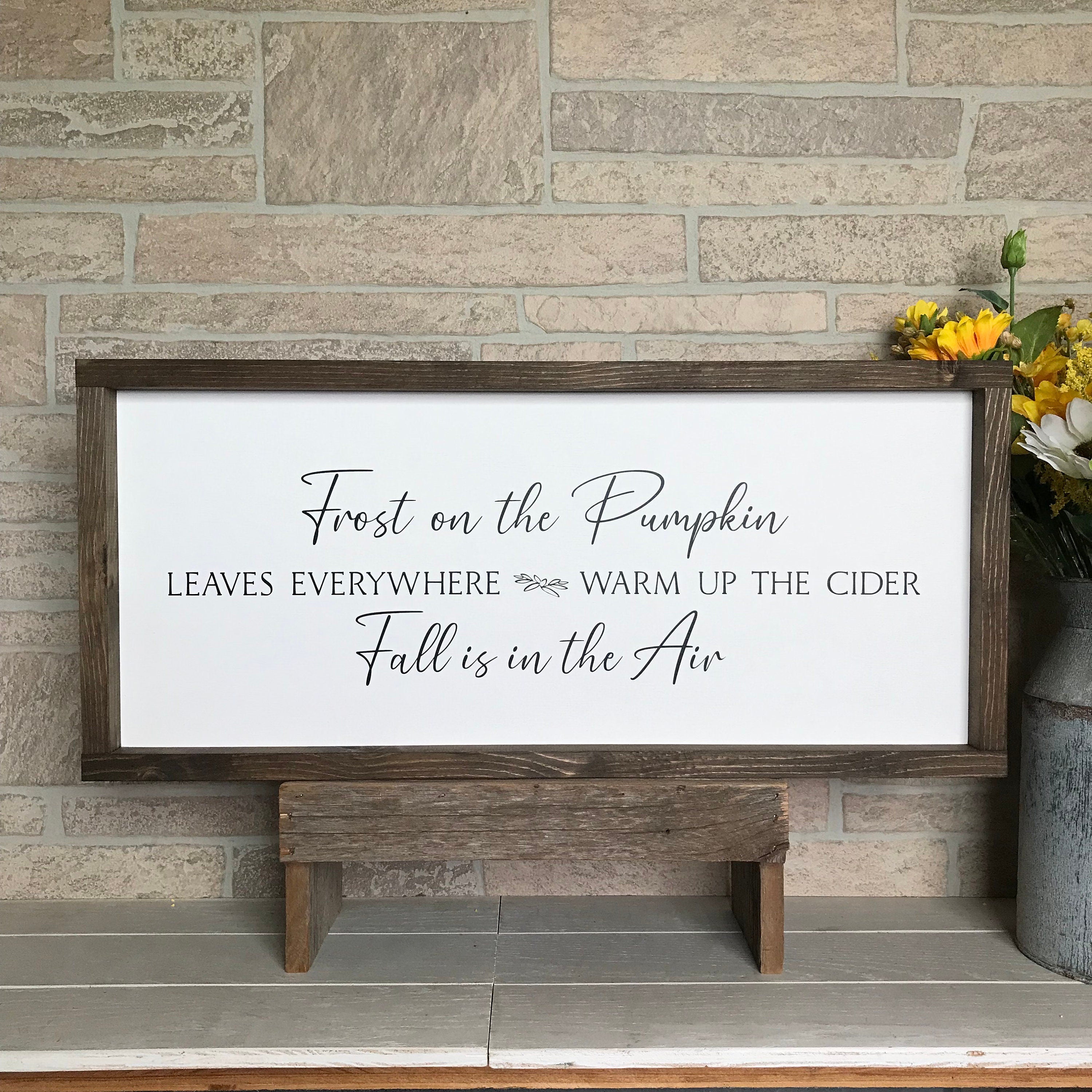 Frost on the pumpkin fall is in the air, farmhouse sign, wood signs, home decor, framed country wood sign, fall decor