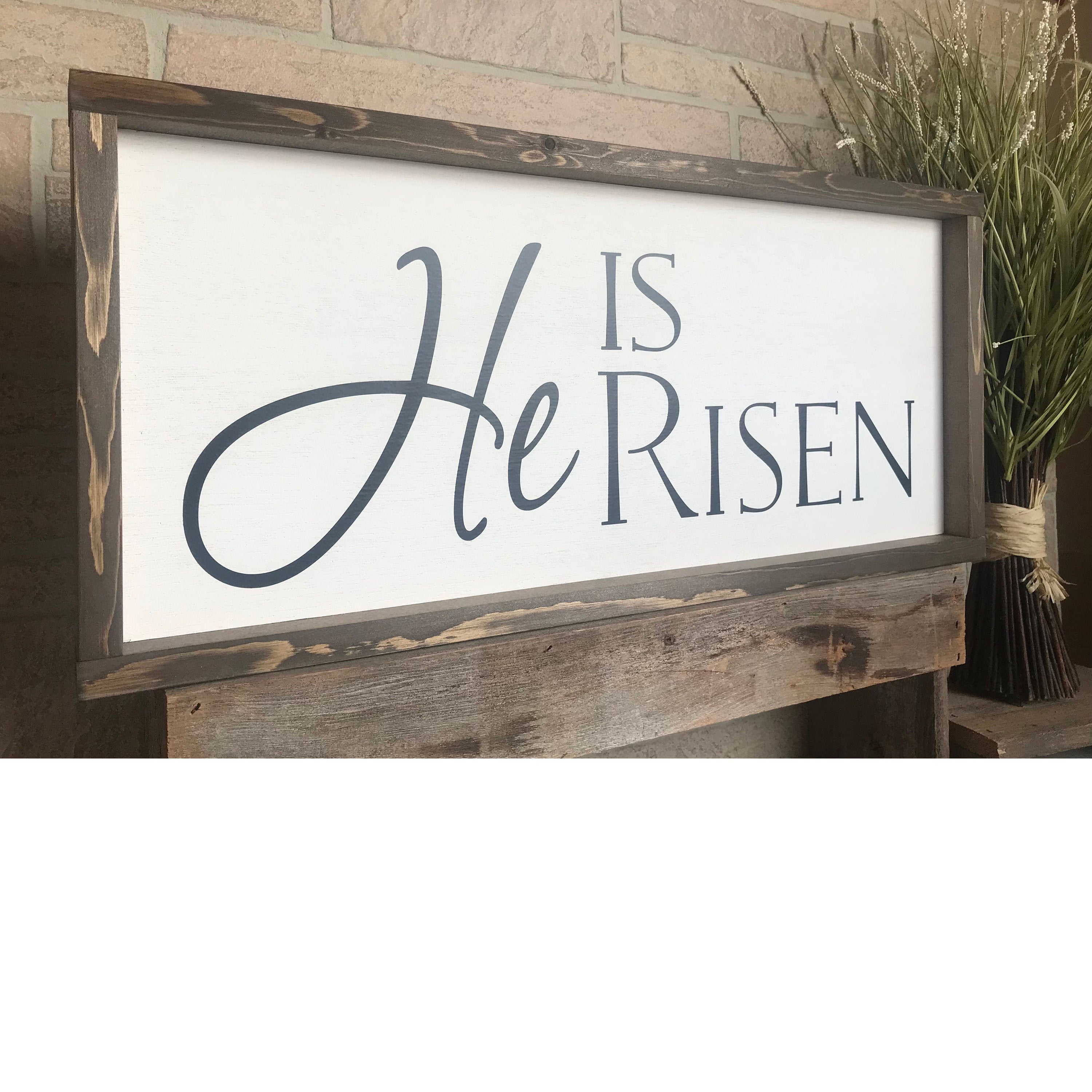 He is Risen , shiplap style farmhouse sign , country wood signs, home decor, gift for her
