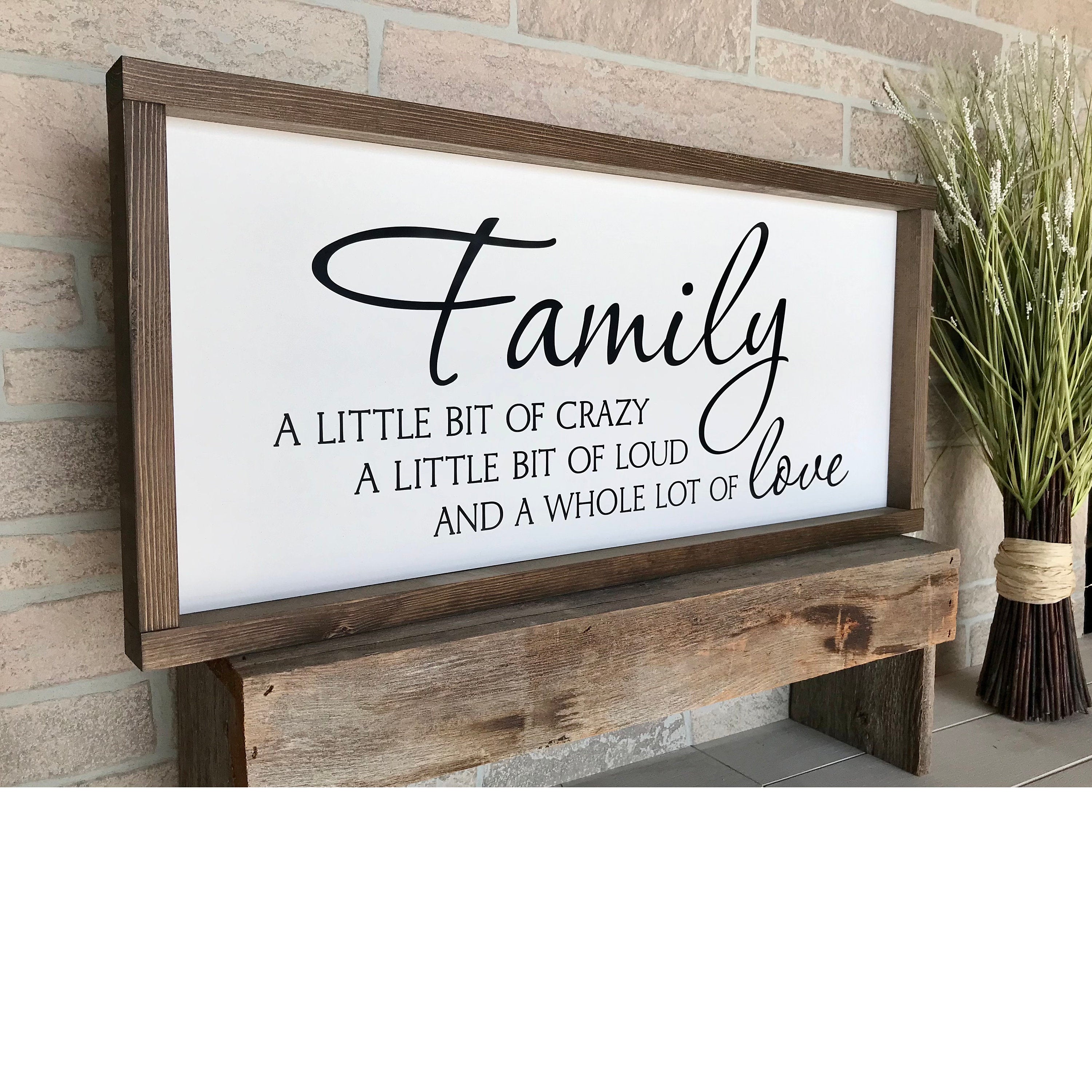 family crazy loud love, wall art, modern farmhouse sign, framed wooden sign, home decor