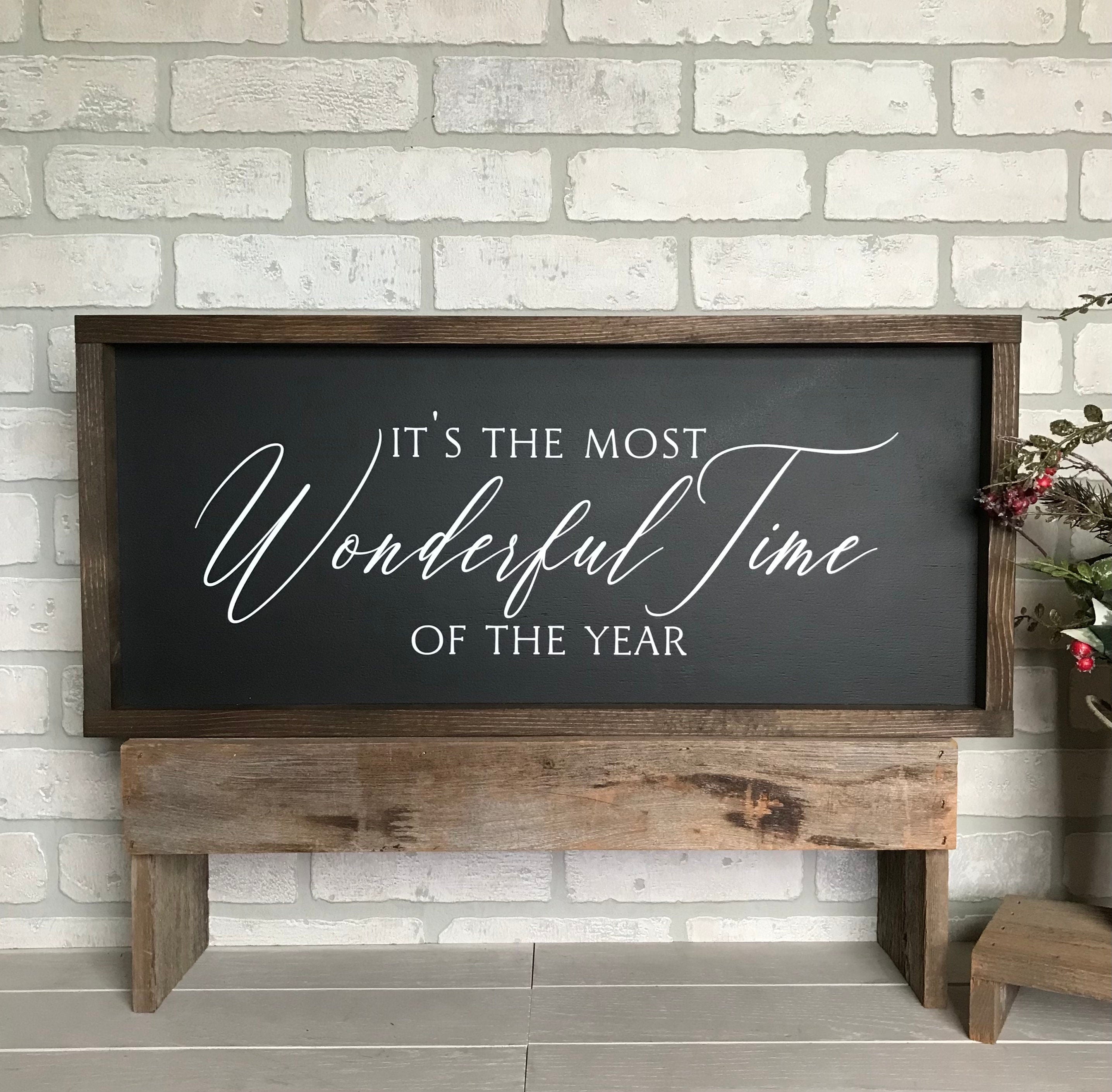 It's the most wonderful time of the year, farmhouse sign, wood signs, home decor, winter framed country wood sign, Christmas decor