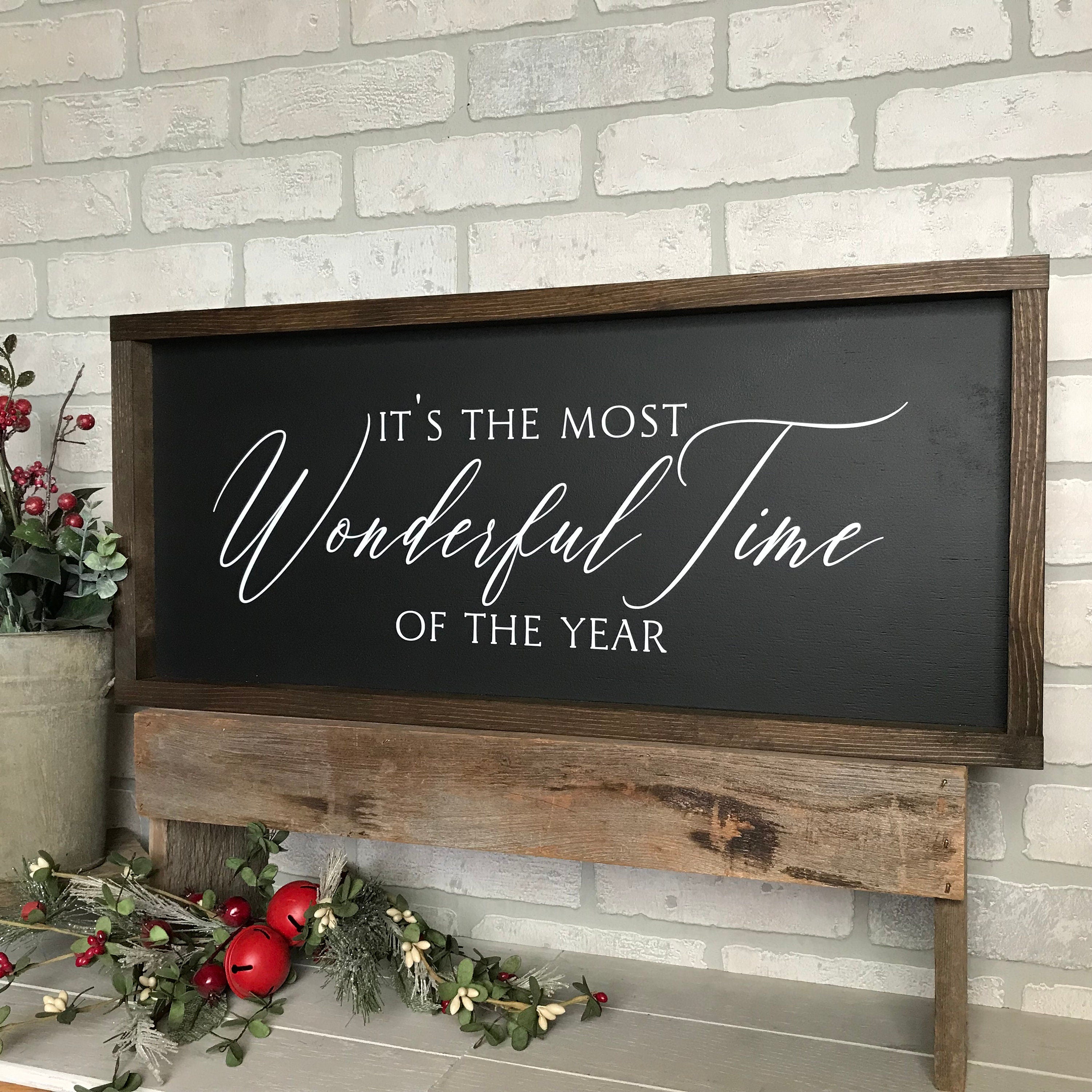 It's the most wonderful time of the year, farmhouse sign, wood signs, home decor, winter framed country wood sign, Christmas decor
