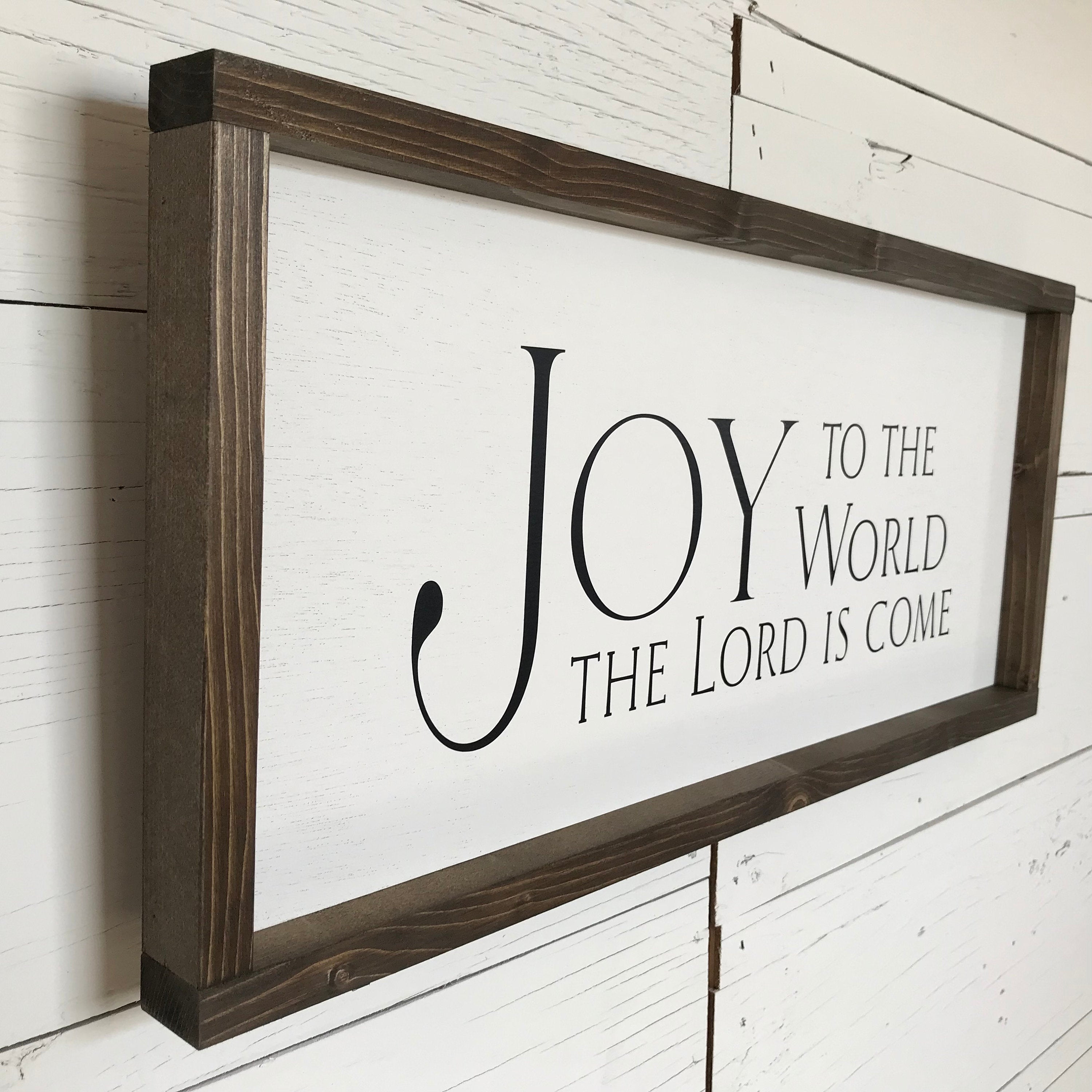 Joy to the World, the Lord is Come, farmhouse sign, wood signs, home decor, winter framed country wood sign, Christmas decor