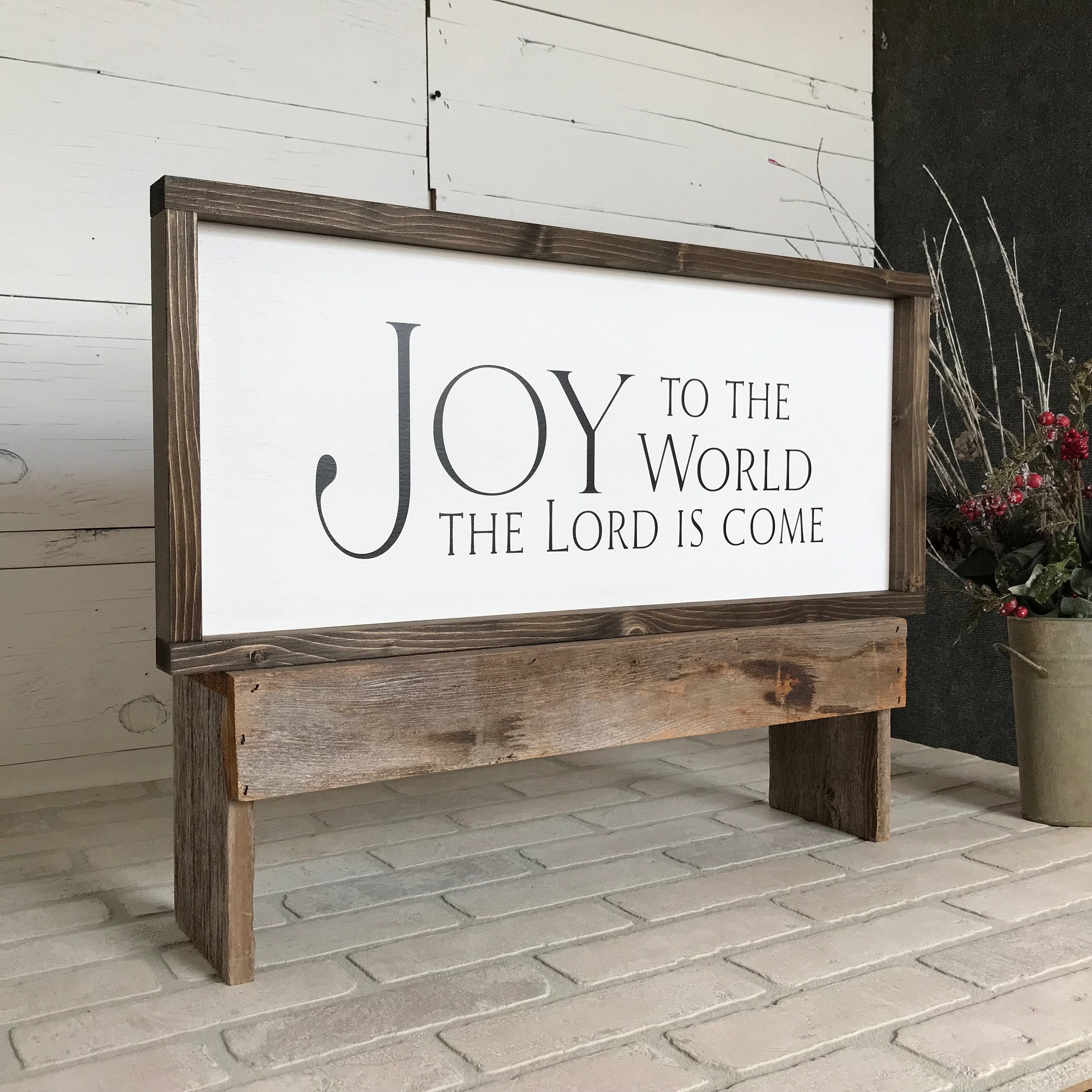 Joy to the World, the Lord is Come, farmhouse sign, wood signs, home decor, winter framed country wood sign, Christmas decor