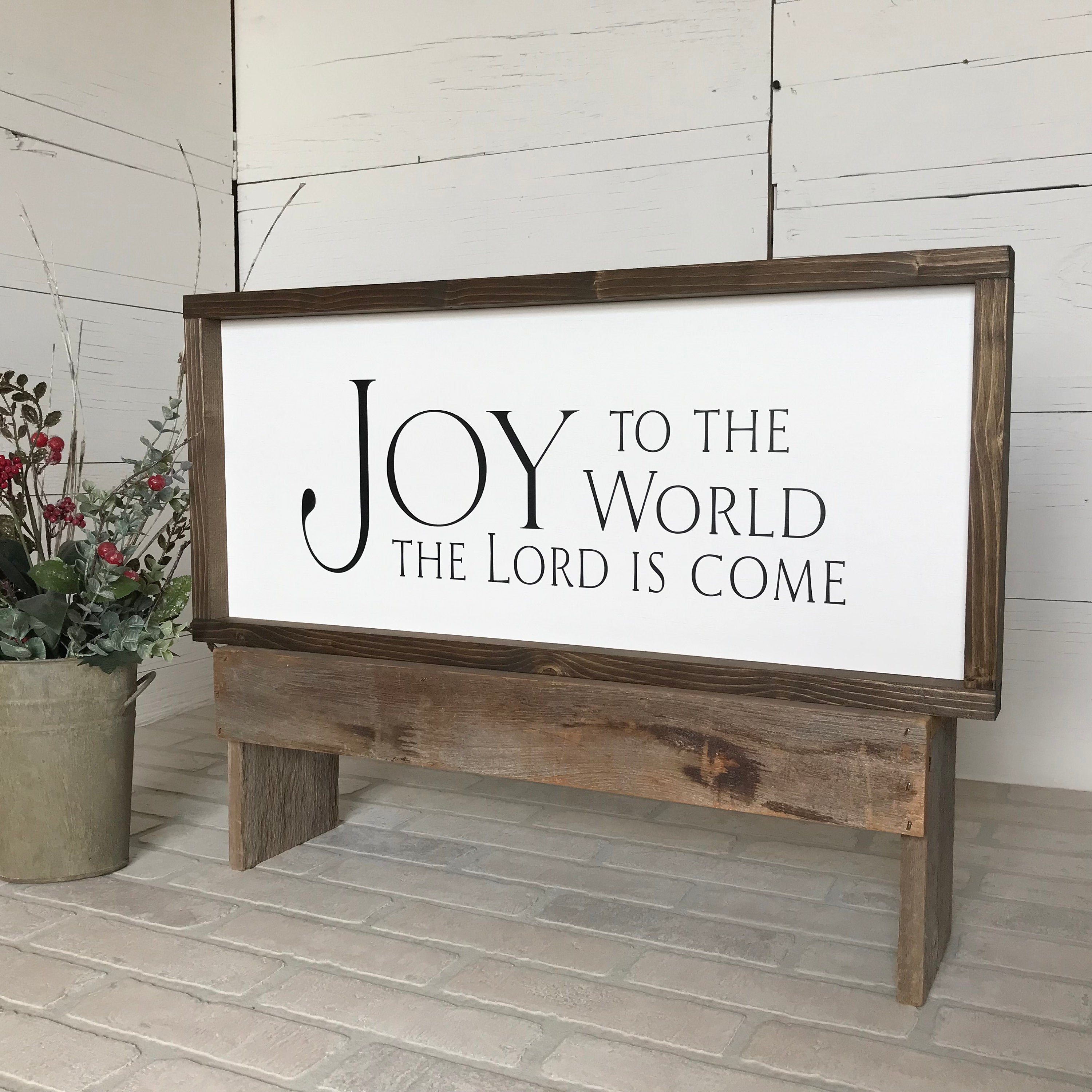 Joy to the World, the Lord is Come, farmhouse sign, wood signs, home decor, winter framed country wood sign, Christmas decor