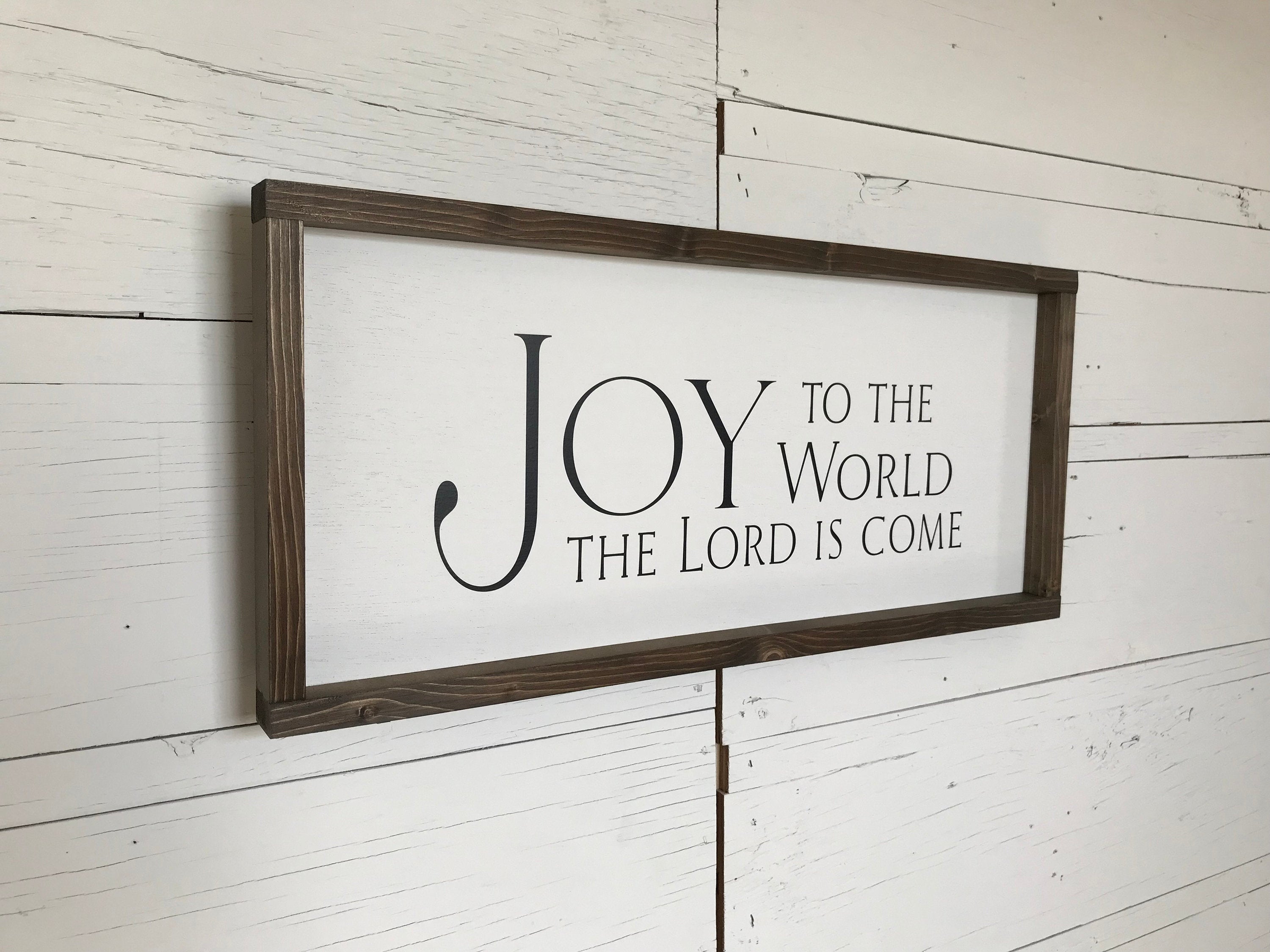 Joy to the World, the Lord is Come, farmhouse sign, wood signs, home decor, winter framed country wood sign, Christmas decor