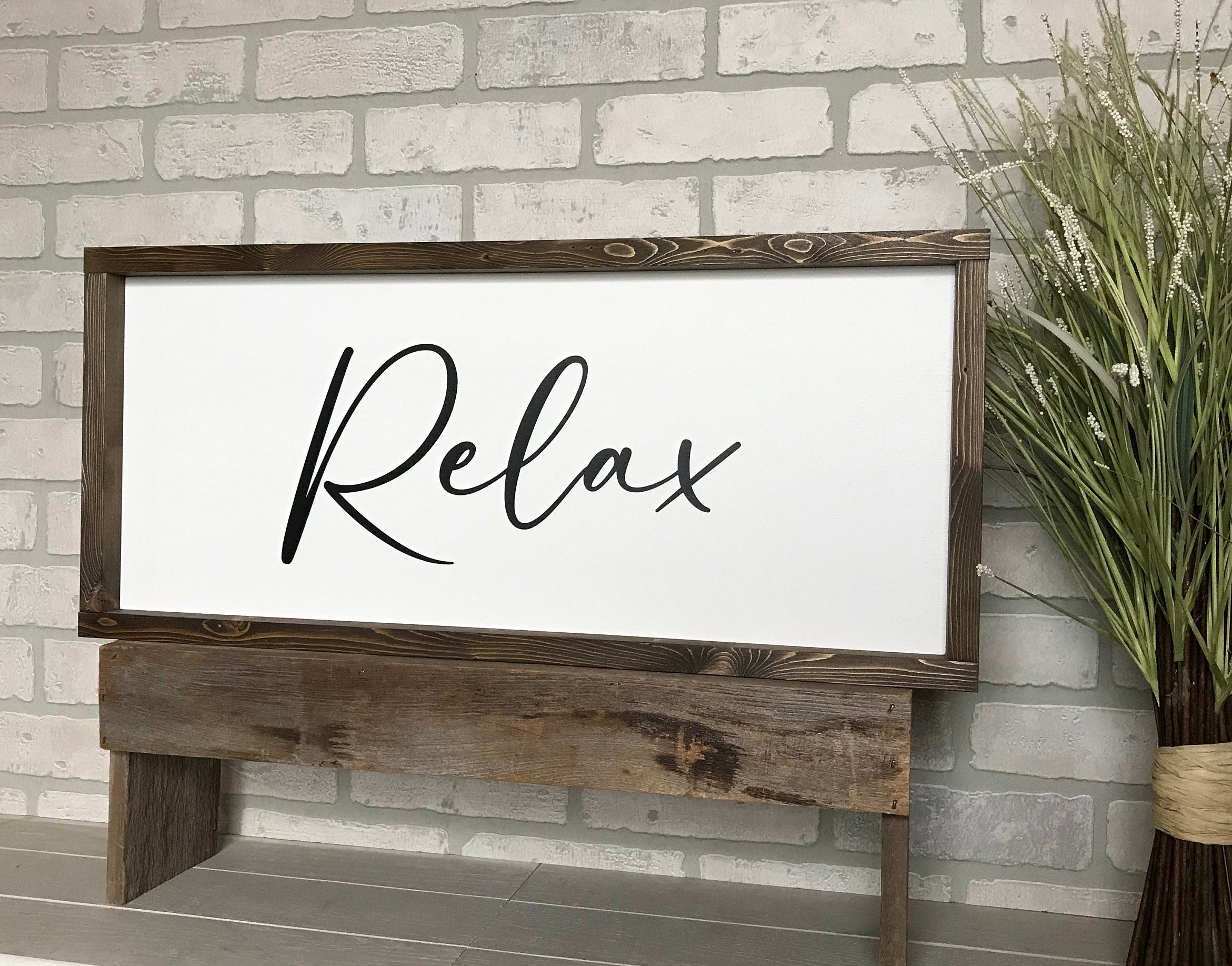 Relax, wooden wall sign, shiplap style modern farmhouse sign, motivational wall art