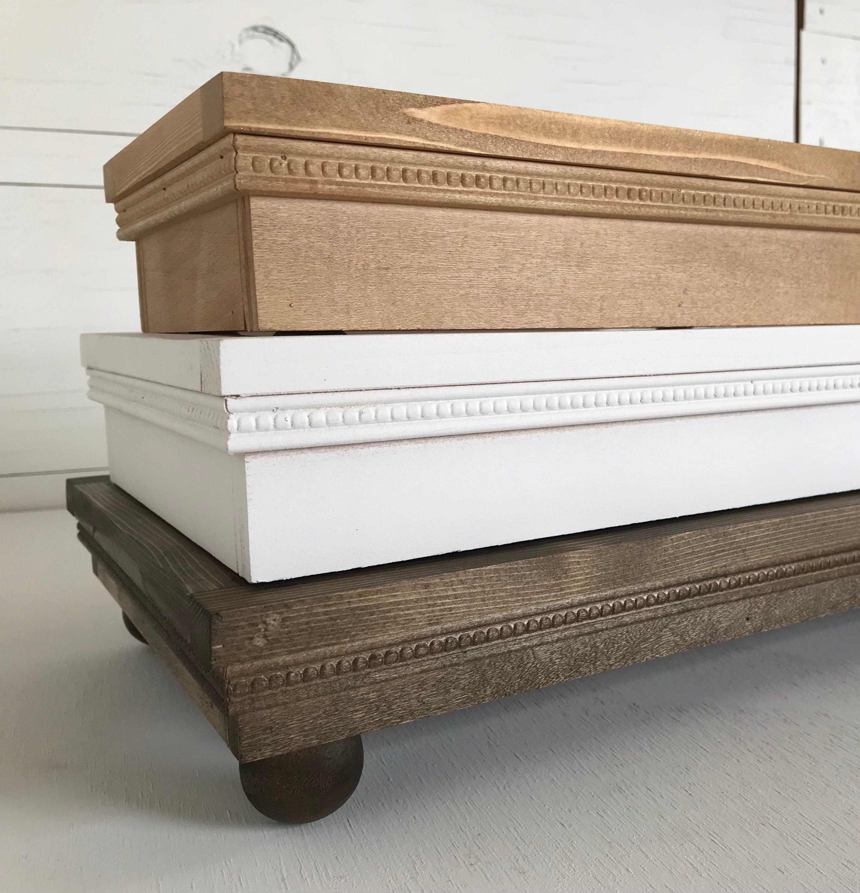 Handmade wooden wide shallow decorative centerpiece tray