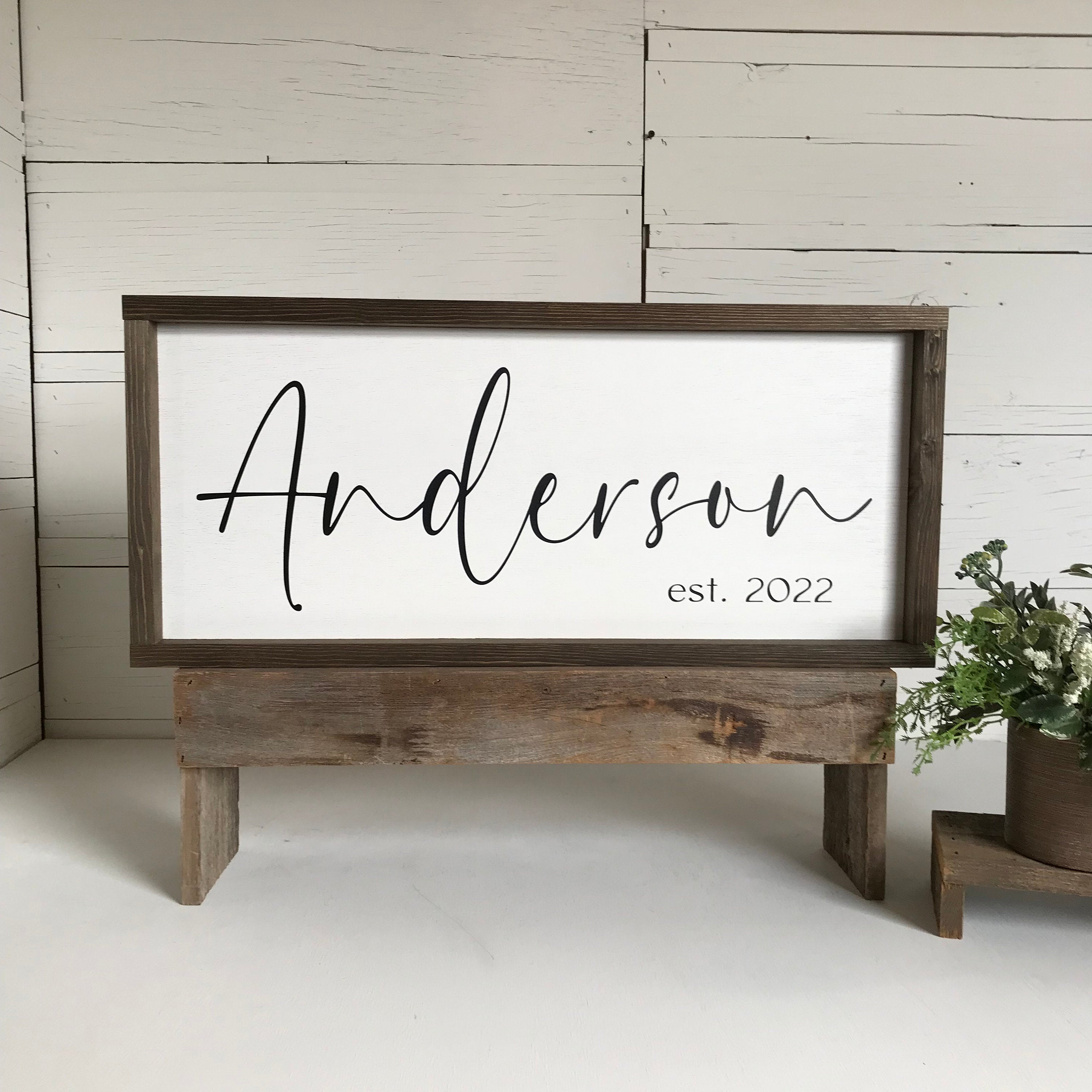 Established family last name framed wooden sign, personalized wedding or anniversary gift idea