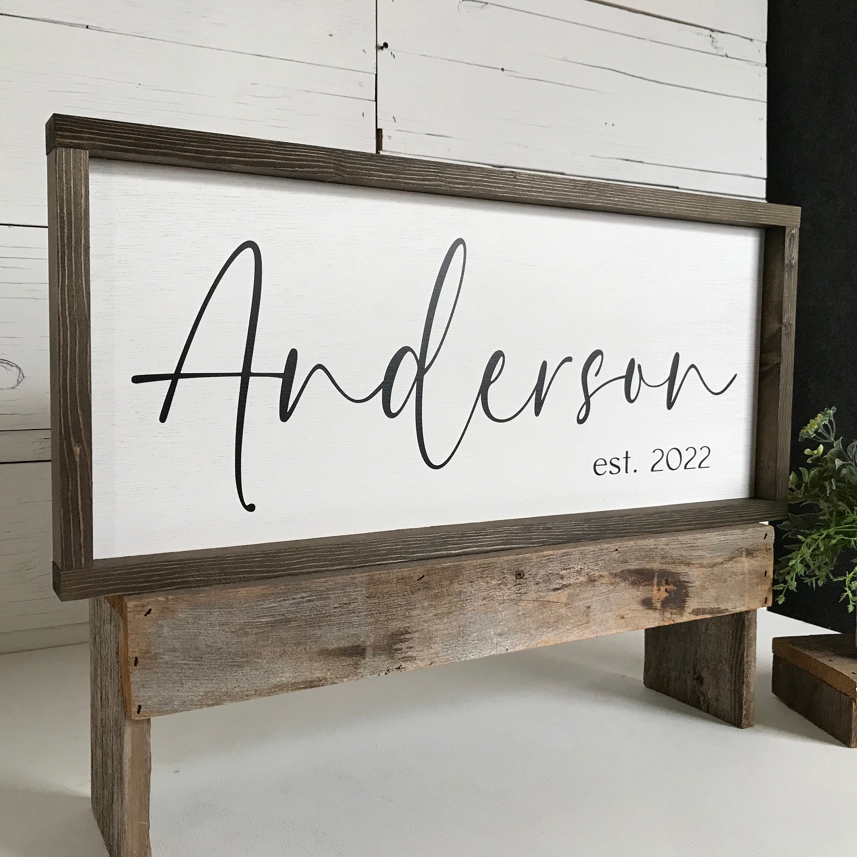 Established family last name framed wooden sign, personalized wedding or anniversary gift idea