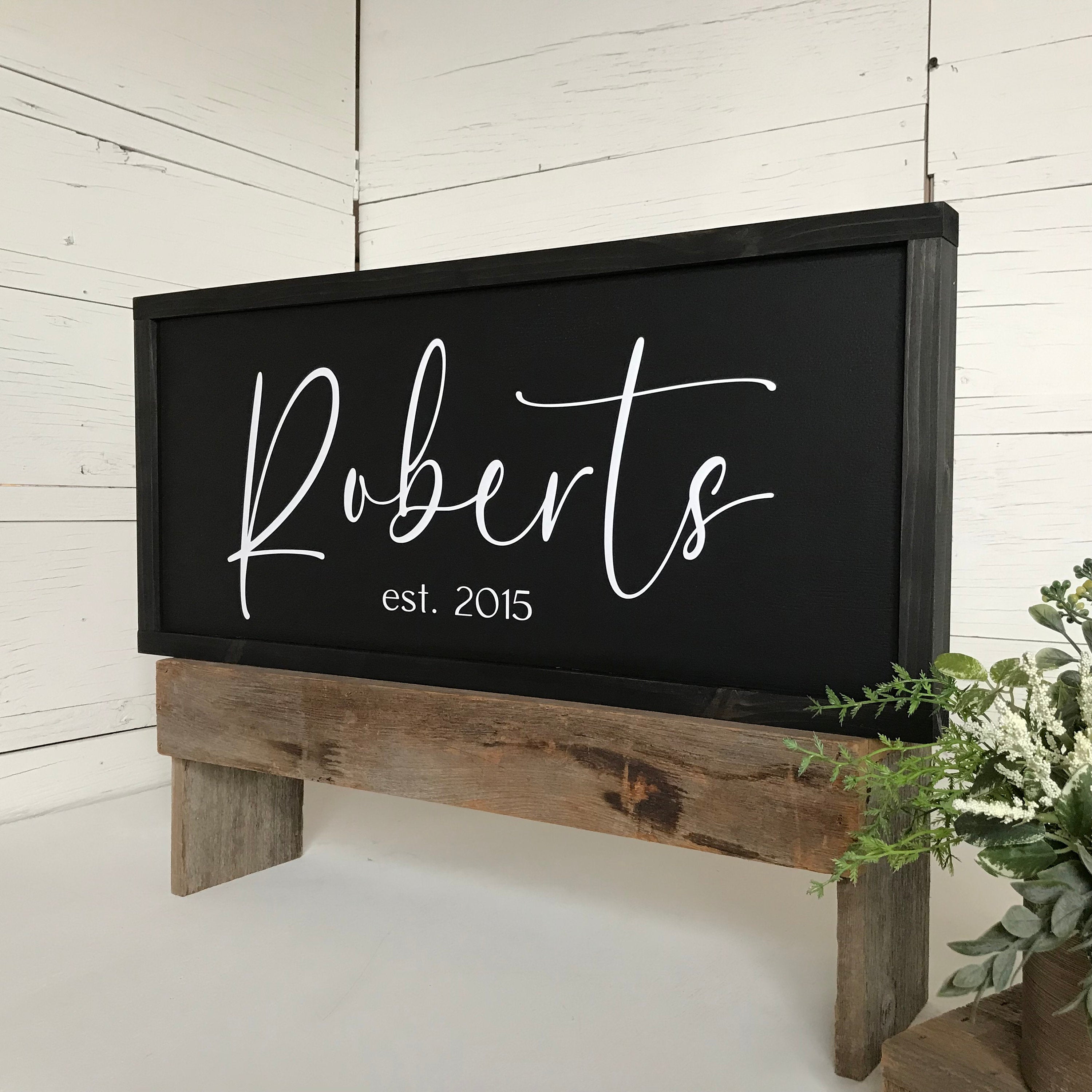 Established family last name framed wooden sign, personalized wedding or anniversary gift idea