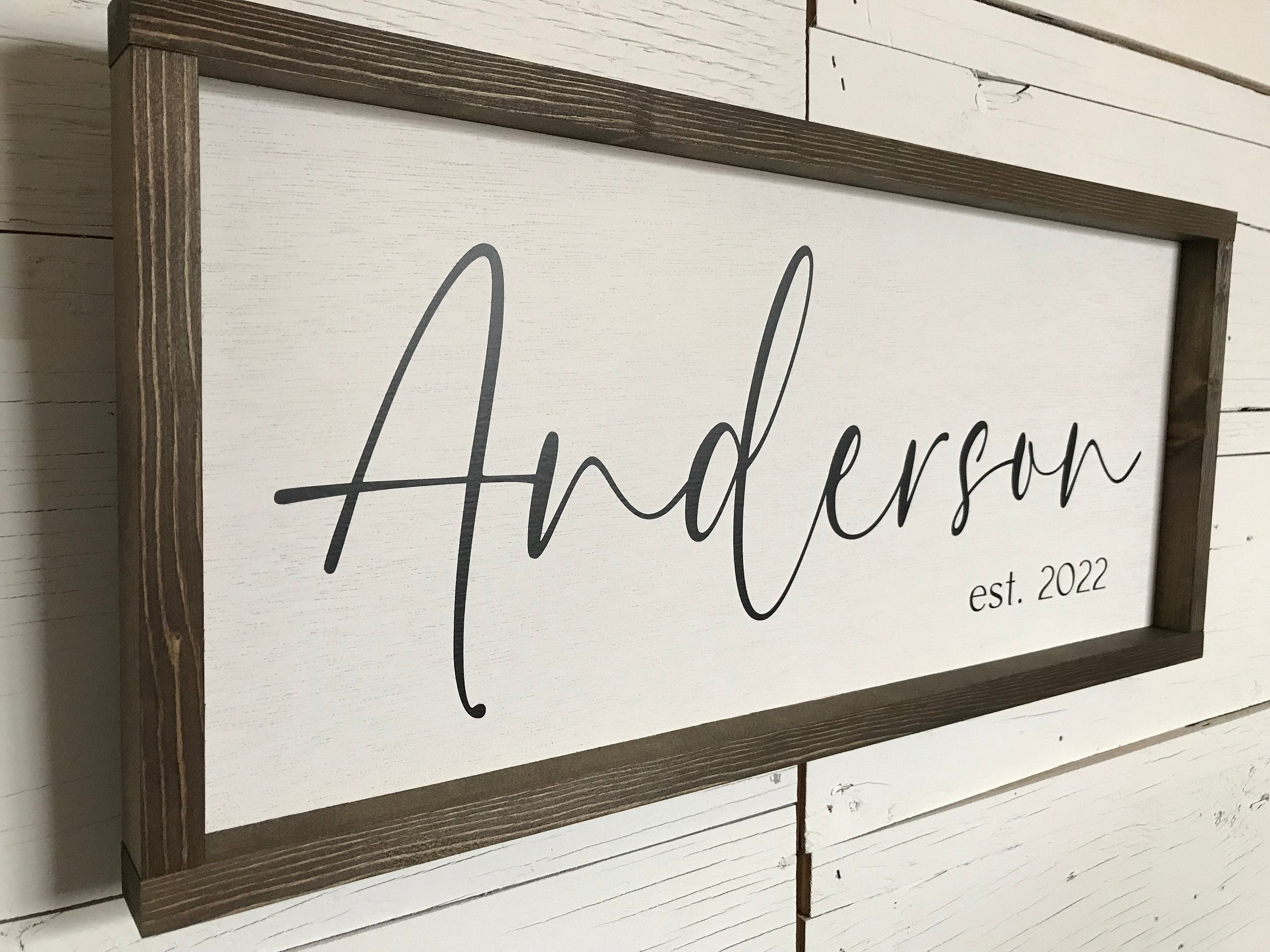 Established family last name framed wooden sign, personalized wedding or anniversary gift idea