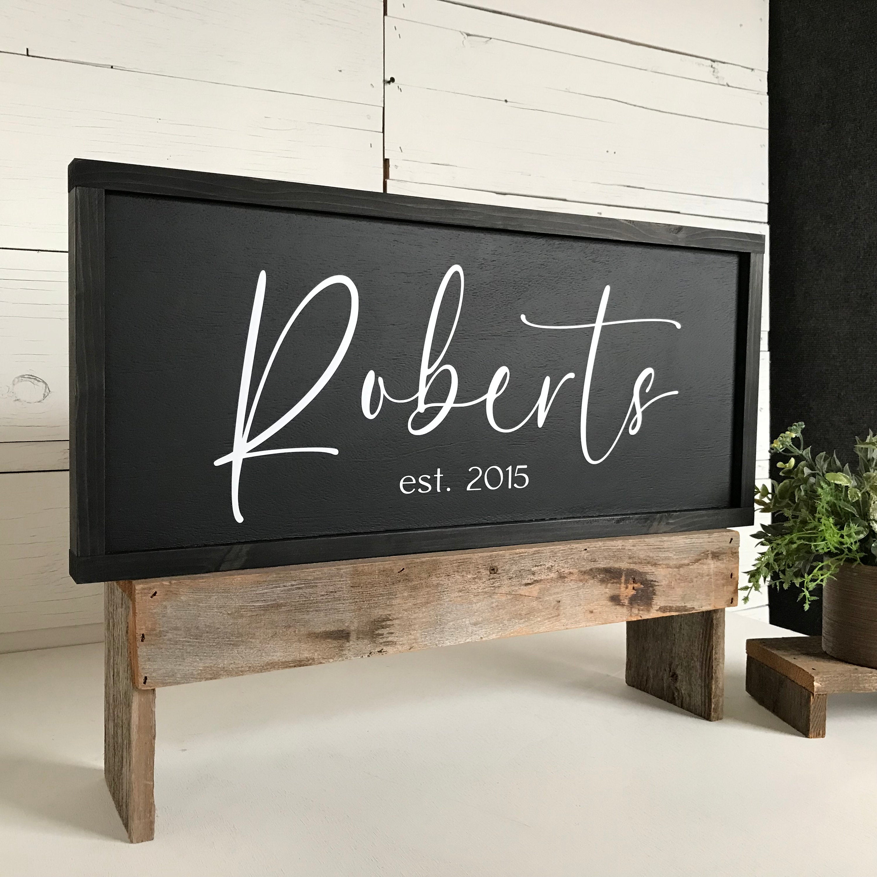 Established family last name framed wooden sign, personalized wedding or anniversary gift idea