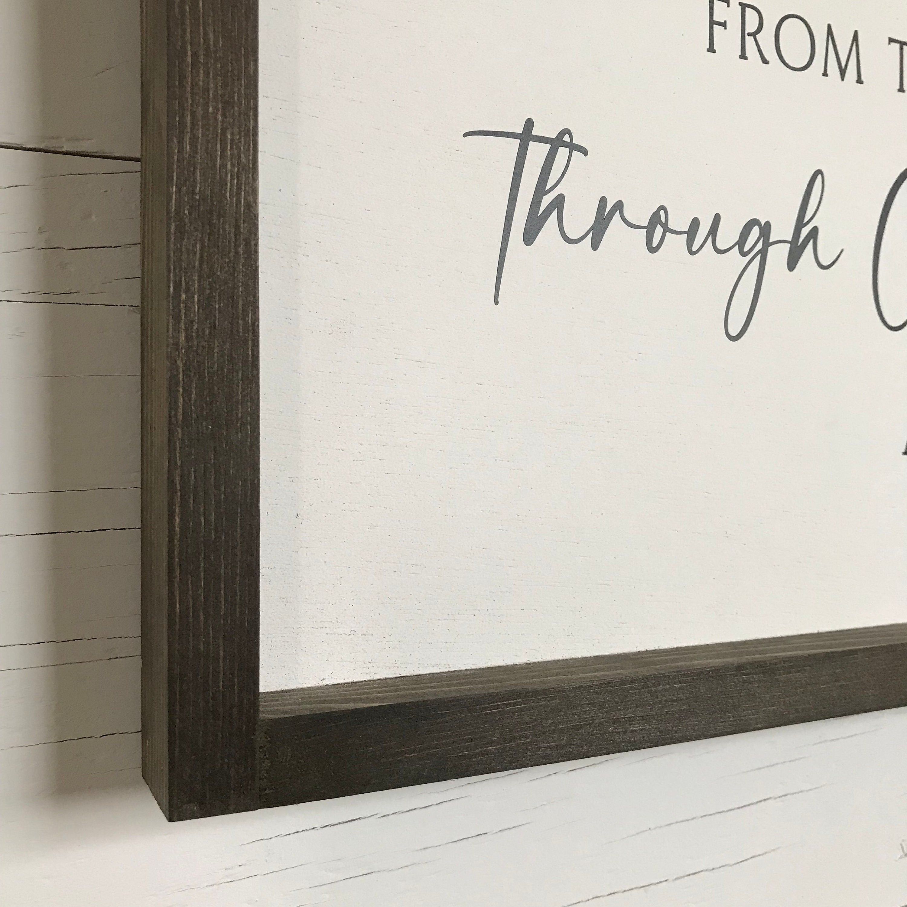 Bless Us Oh Lord and These Thy Gifts Prayer framed wooden farmhouse sign for dining room kitchen wall decor