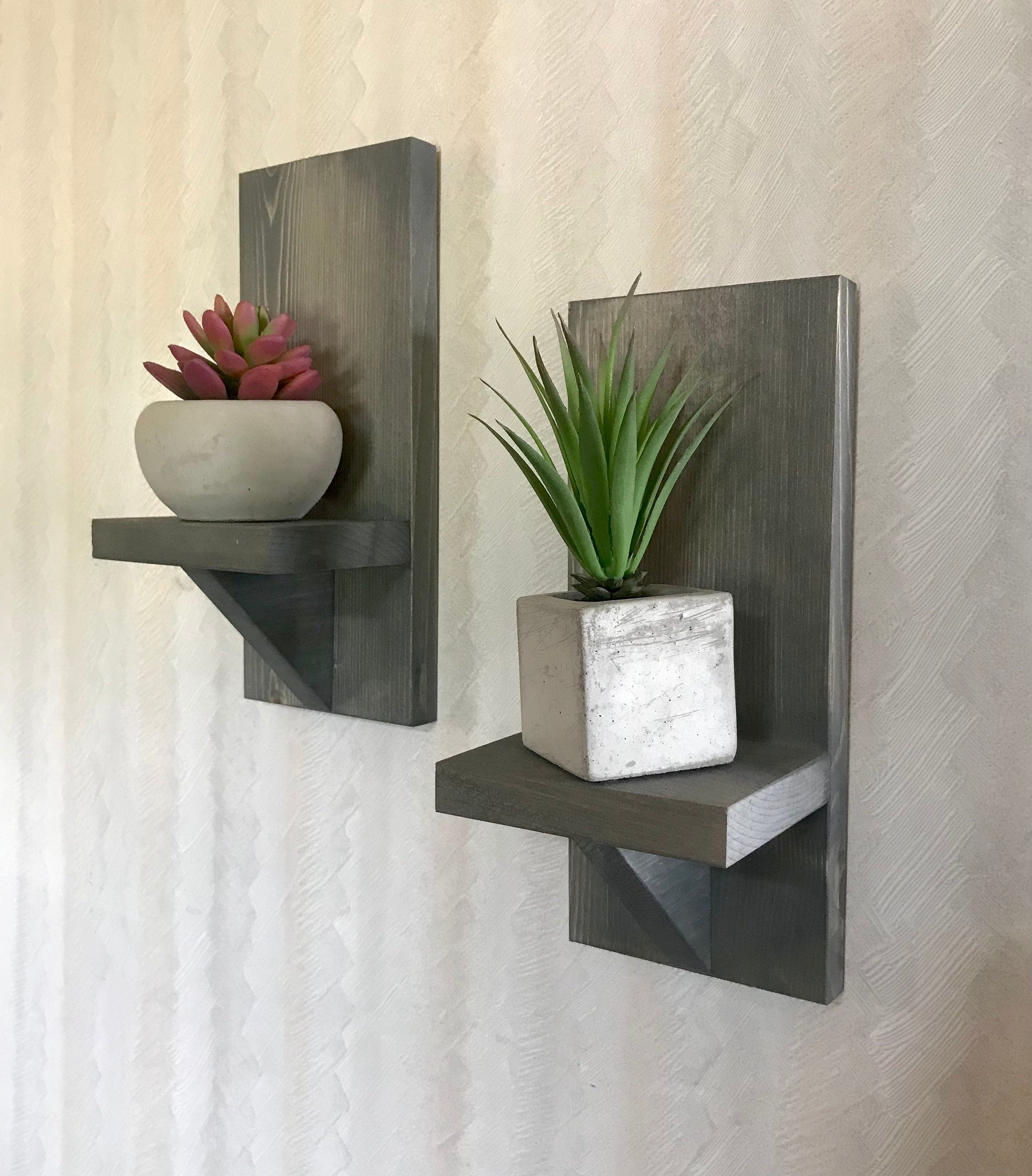 Farmhouse wooden sconces, set of 2, modern wood succulent shelves, wooden wall decor, candle sconce, 2 sizes