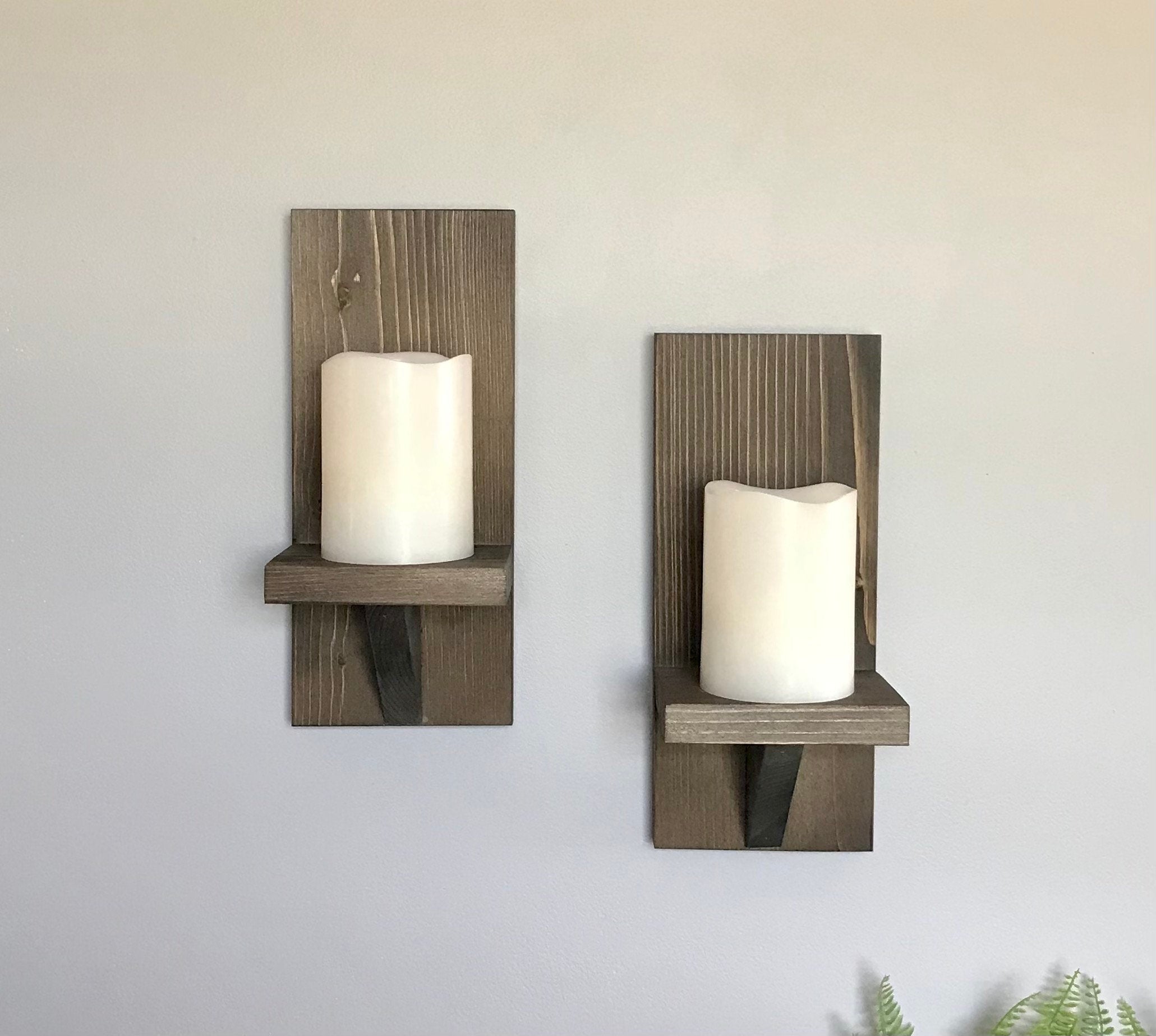 Farmhouse wooden sconces, set of 2, modern wood succulent shelves, wooden wall decor, candle sconce, 2 sizes