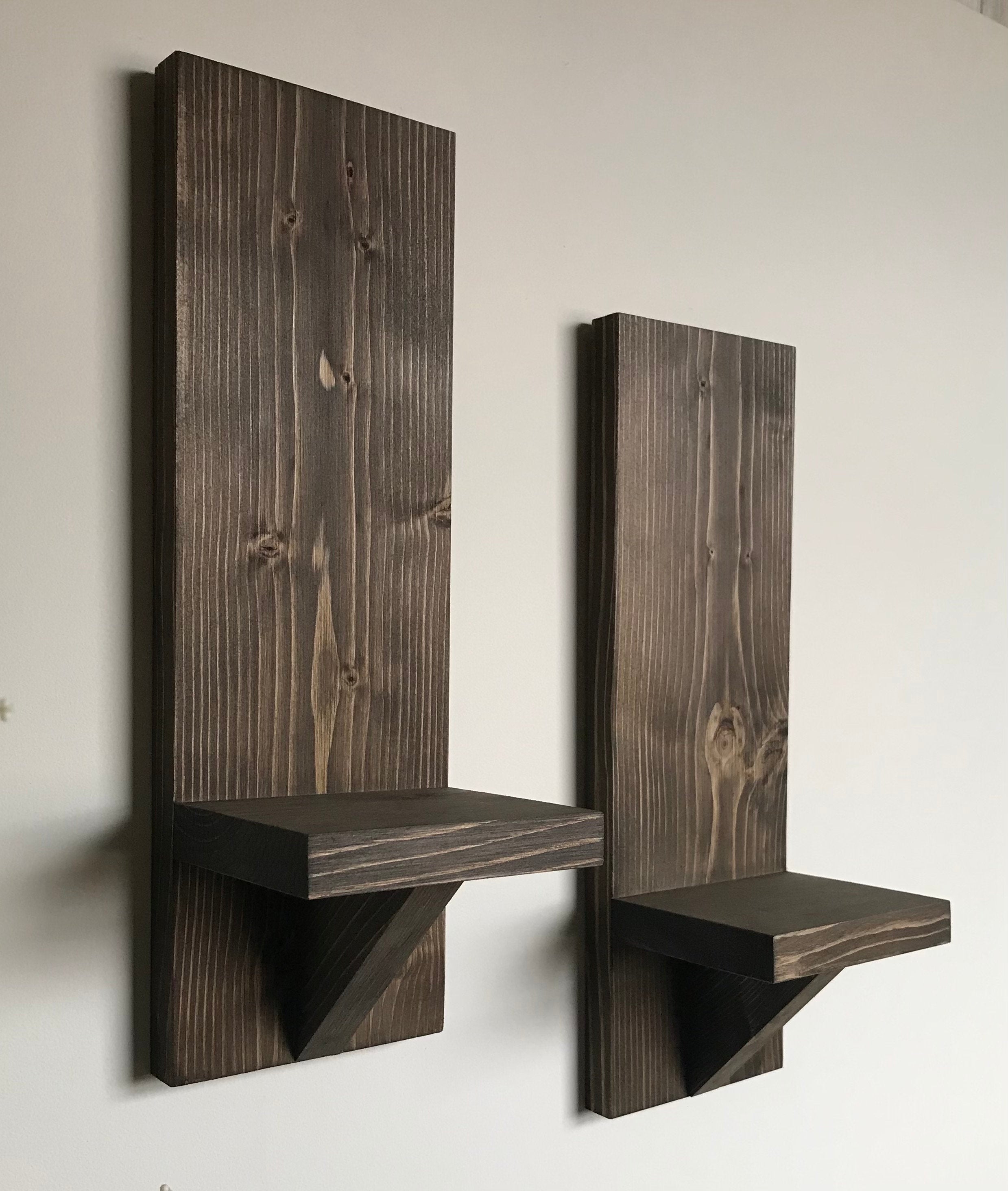 Farmhouse wooden sconces, set of 2, modern wood succulent shelves, wooden wall decor, candle sconce, 2 sizes