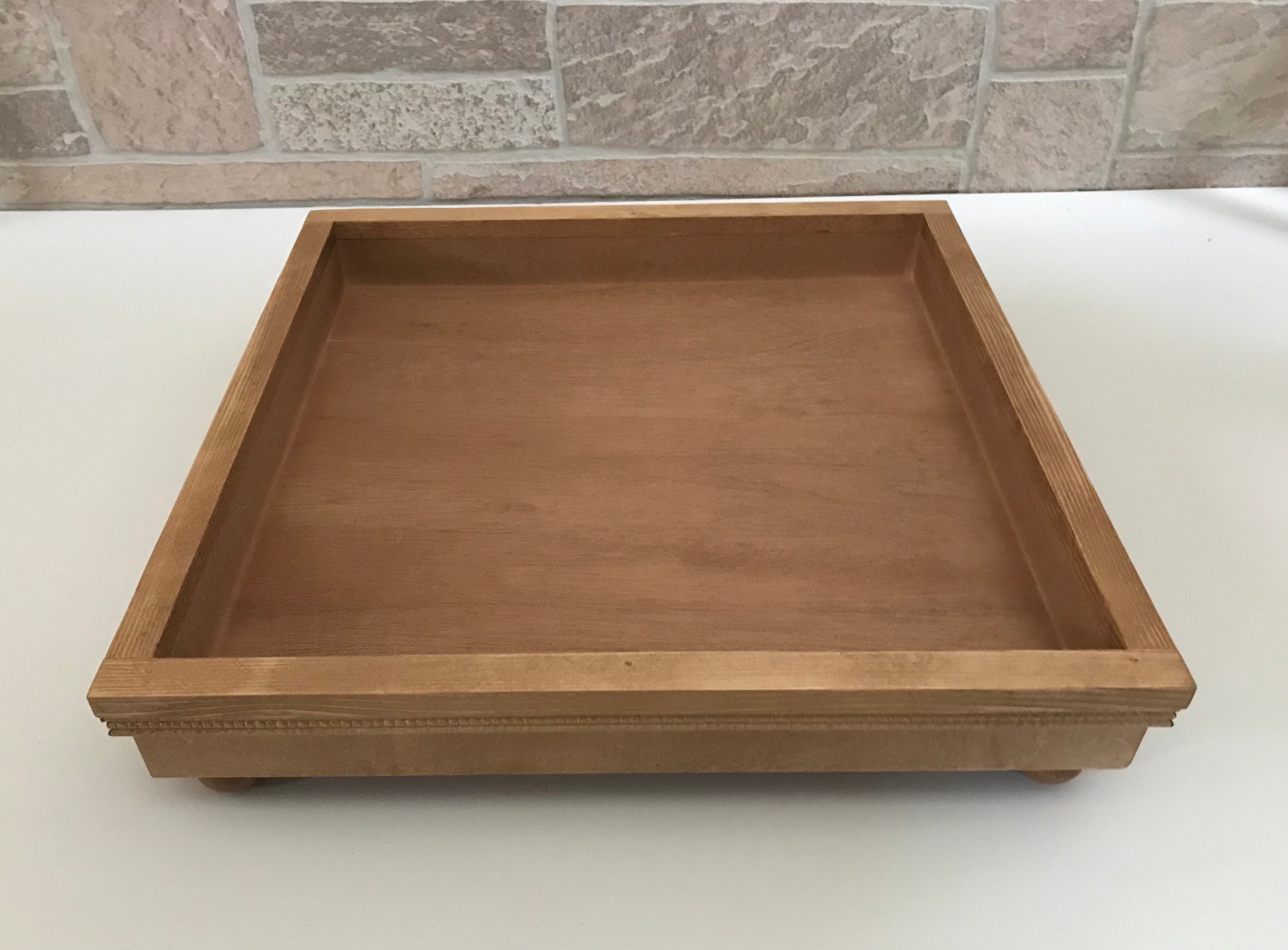 Square Reclaimed Wood Serving Tray | Wood Accent Tray | Rustic Farmhouse Style | on sale Made with Walnut Wood & Taupe Epoxy | Wooden Kitchen Decor